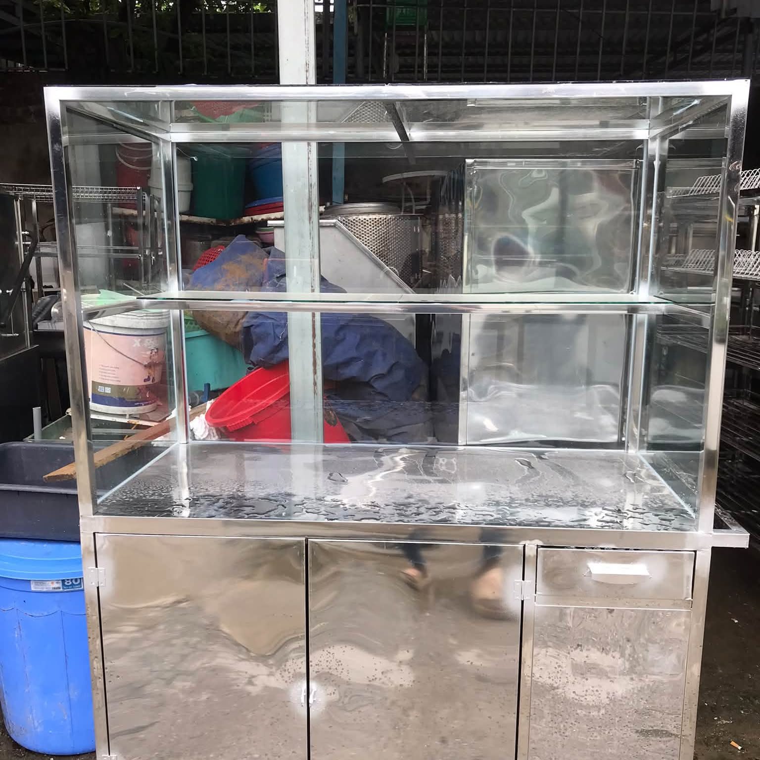 Tủ kính inox trưng bày cũ